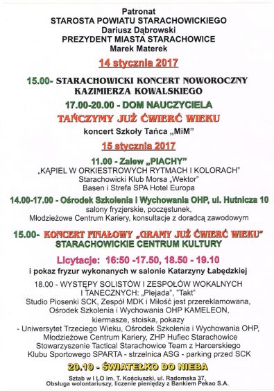Program finału WOŚP w Starachowicach