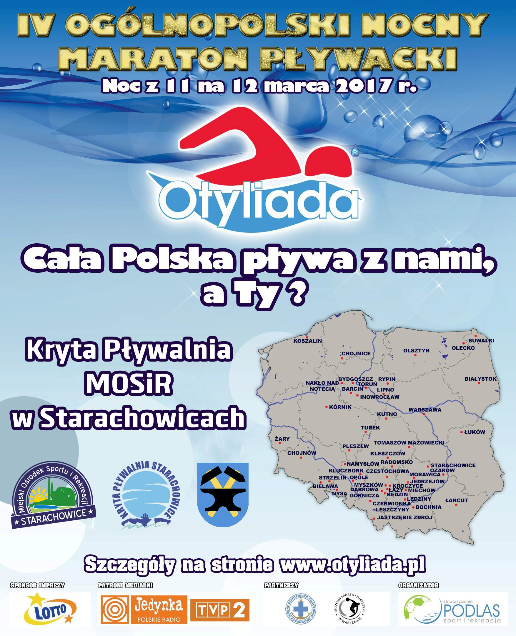 Plakat Nocny Maraton Pływacki OTYLIADA 2017